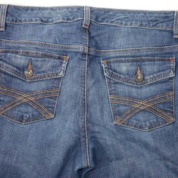 Y2K Tommy Hilfiger Freedom Bootcut Jeans Size 14R Stretch Flap Pockets - Picture 3 of 10